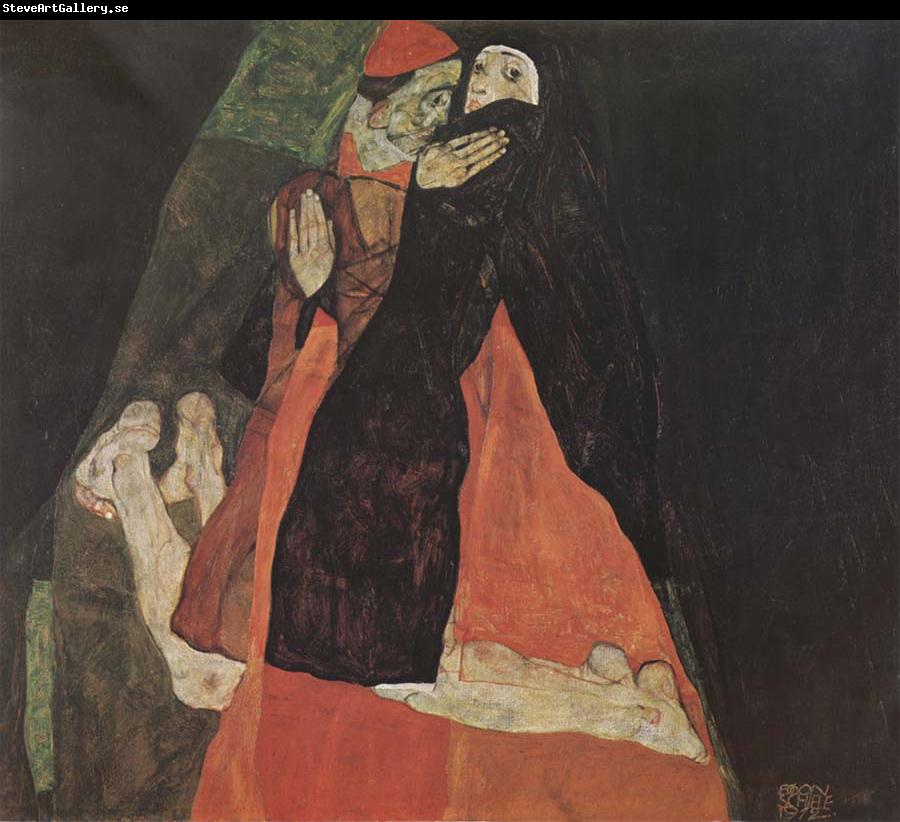 Egon Schiele Cardinal and Nun